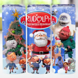 Christmas Rudolph Reindeer Tumbler, Christmas Tumbler, Christmas Cartoon Tumbler
